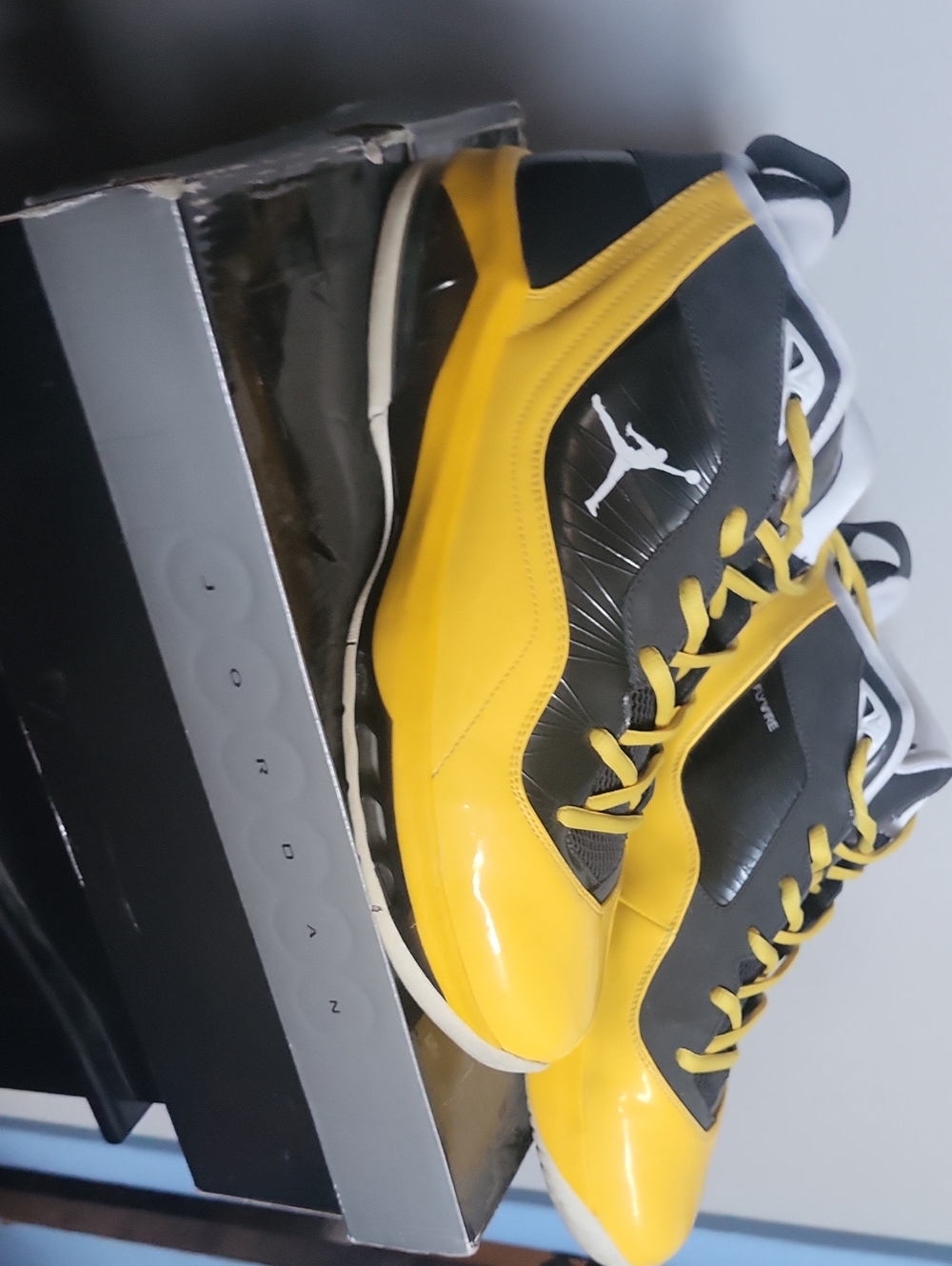 Jordan Yellow and Black High-Top Basketball Sneakers
